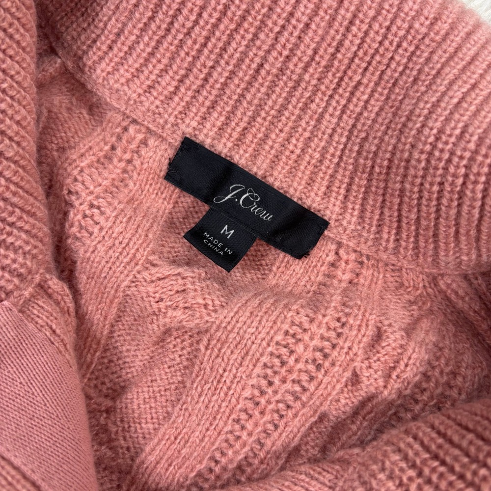 J.Crew Women's M Pink Balloon Sleeve Cable Knit Cardigan Cottagecore Preppy - Picture 3 of 5